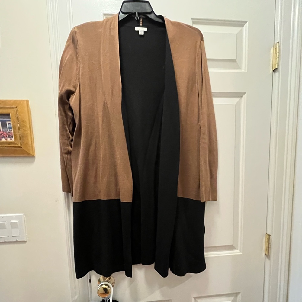 J Jill color block long cardigan duster